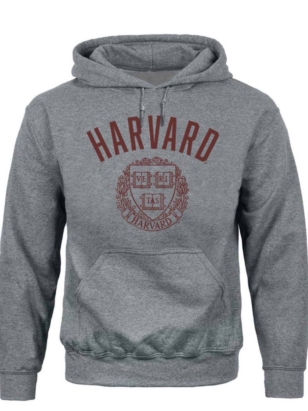 Gray pullover hoodie with maroon crest